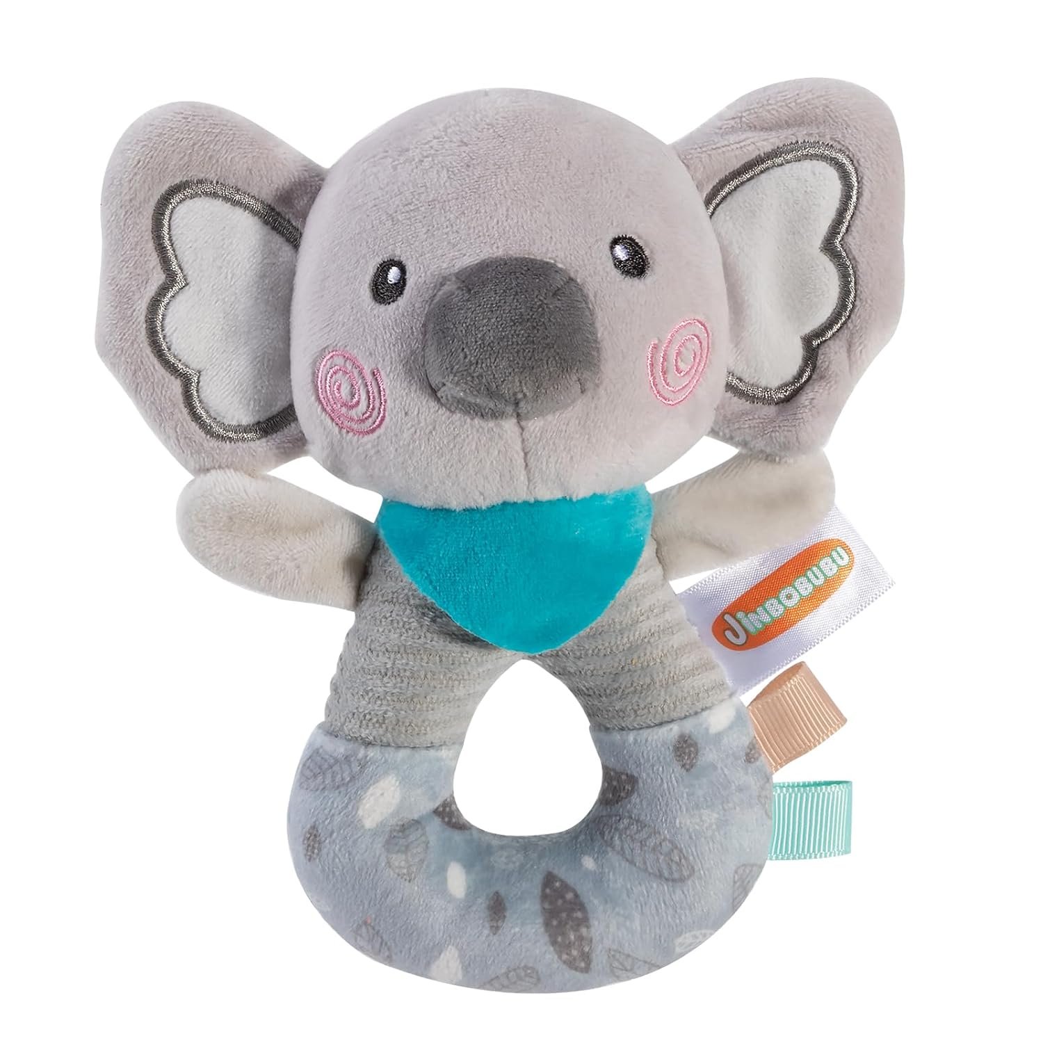 Baby Rattle Toys 0-6 Months – Gray Plush Koala Circle Sensory Rattle with High Contrast Visual Patterns & Textured Ring for Newborn Infant Development – Shower Gift Set
