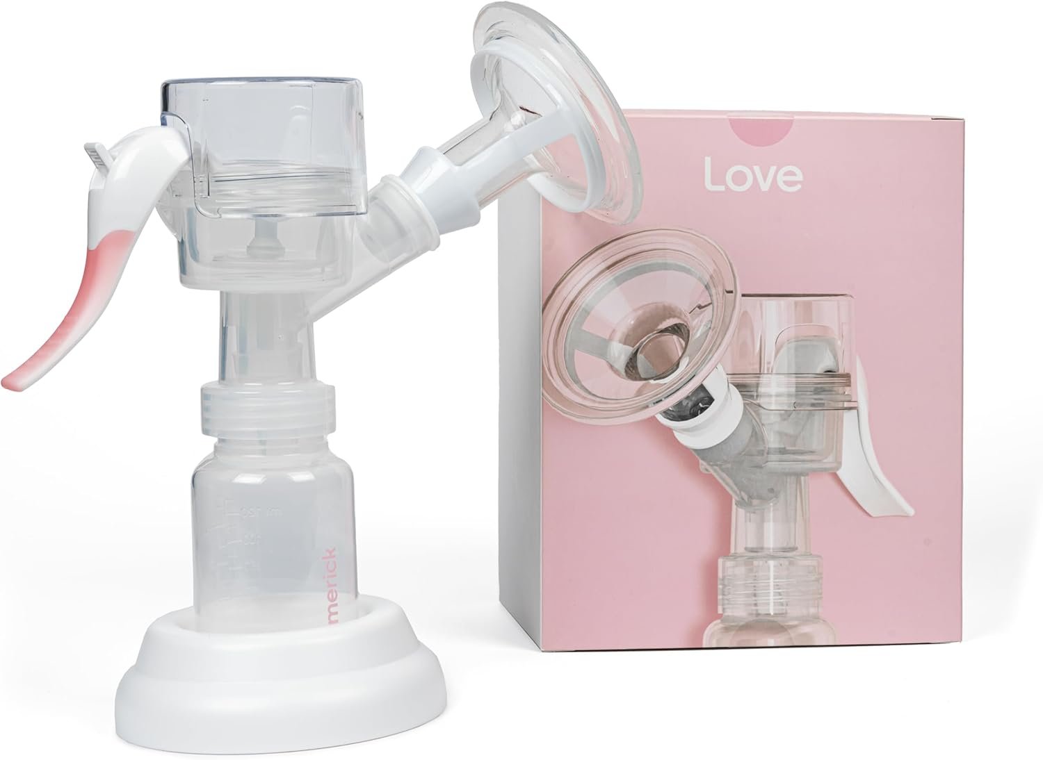 Limerick Love Manual Breast Pump, Easy-to-Use & Portable, Includes ComforTouch Silicone Breast Cup, BPA-Free Bottle with Cap, Silicone Gasket & Stand, Locking Handle for Convenient Storage