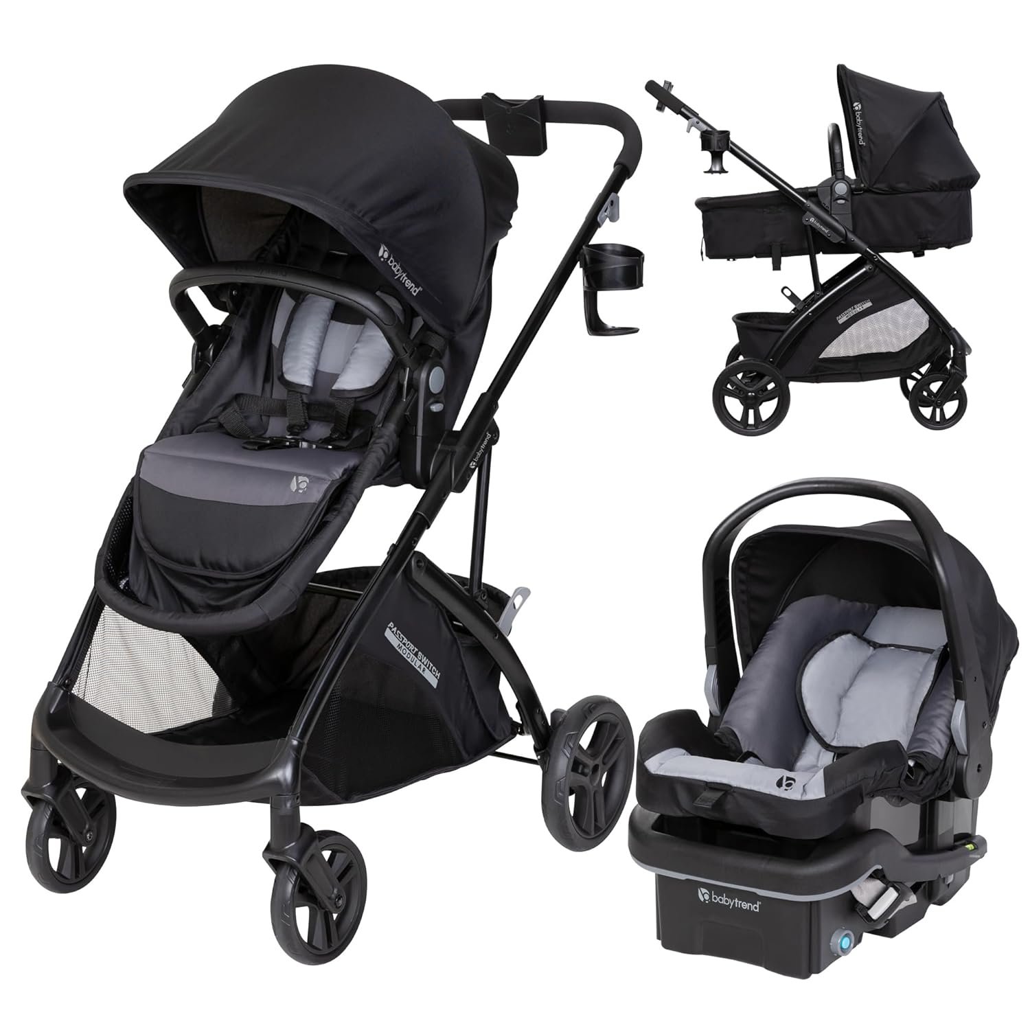 Baby Trend Passport® Switch 6-in-1 Modular Stroller Travel System with EZ-Lift™ Plus Infant Car Seat, Dash Black