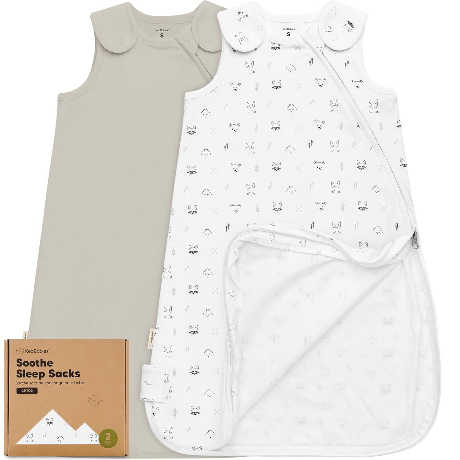 2-Pack Organic Baby Sleep Sacks, 100% Cotton – Soft & Breathable 0.5TOG Baby Wearable Blanket, Toddler Sleeping Sack 0-6 months, Easy to Wear Transitional Swaddles for Newborns, Infants (Nordic, S)