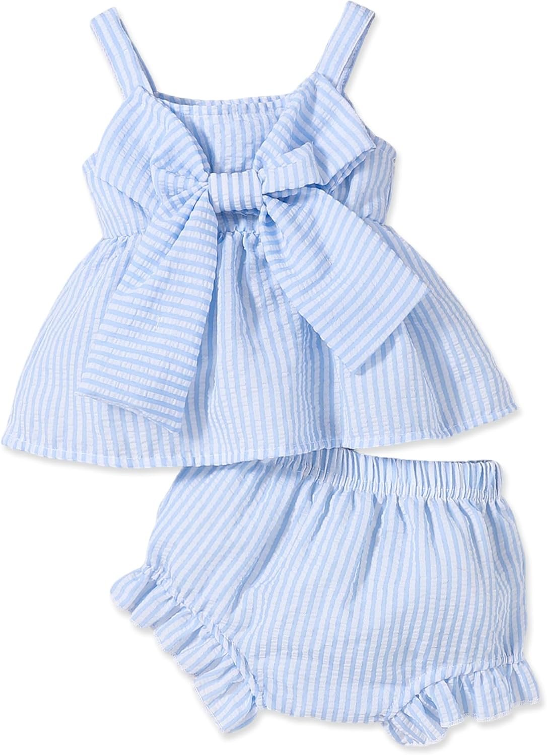 Newborn Baby Girl Clothes Summer Outfits Infant Ruffle Sleeveless Cute Bow Tank Tops 3 6 12 18 Months
