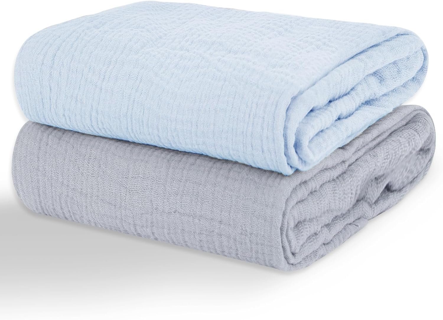 2 Pack Muslin Swaddle Blankets for Baby, 100% Cotton 40×40 Inches – Elegant Light Blue & Misty Blue, Soft Breathable Newborn Swaddle for Infants/Toddlers, Multi-Use Receiving Blanket