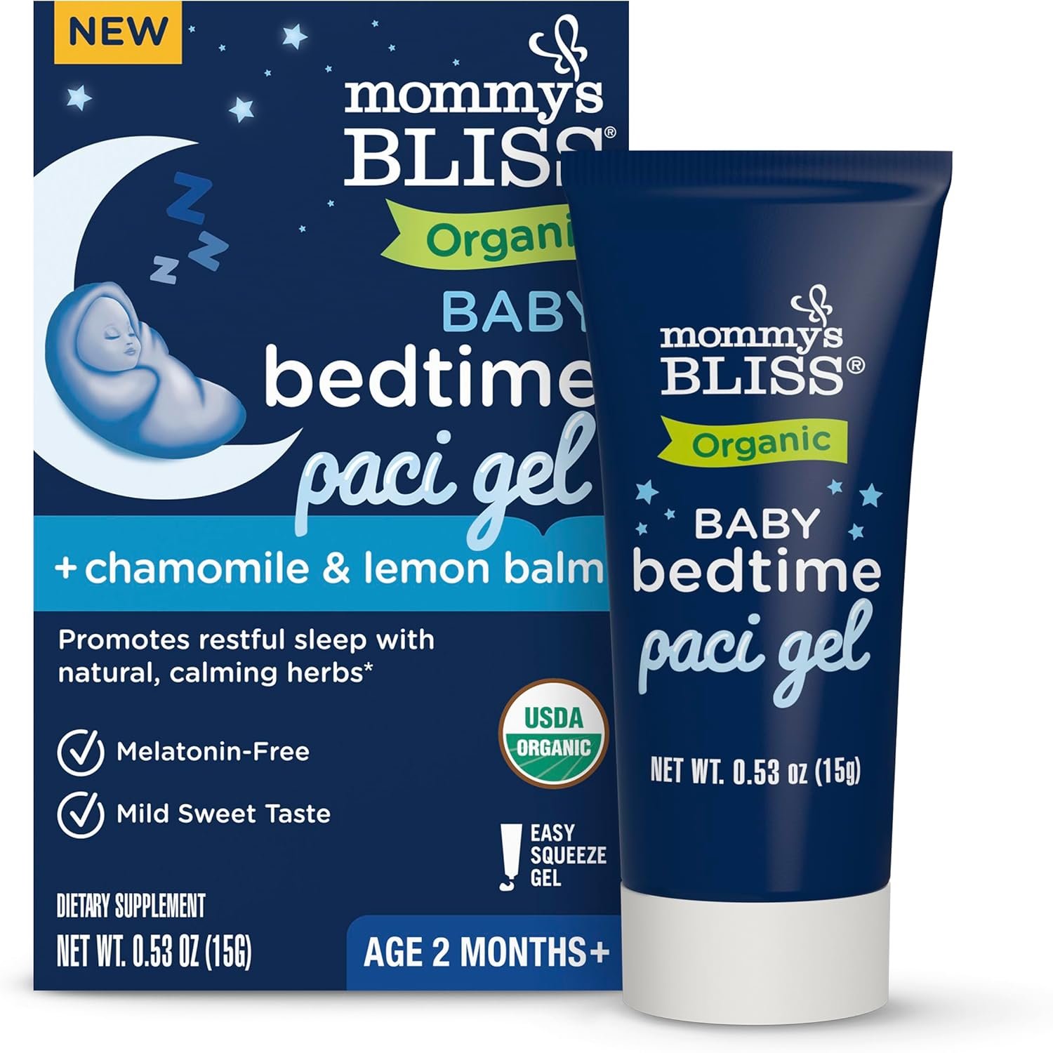 Mommy’s Bliss Organic Baby Bedtime Paci Gel, Promotes Restful Sleep*, Melatonin Free, Age 2 Months+, 0.53 Fl Oz