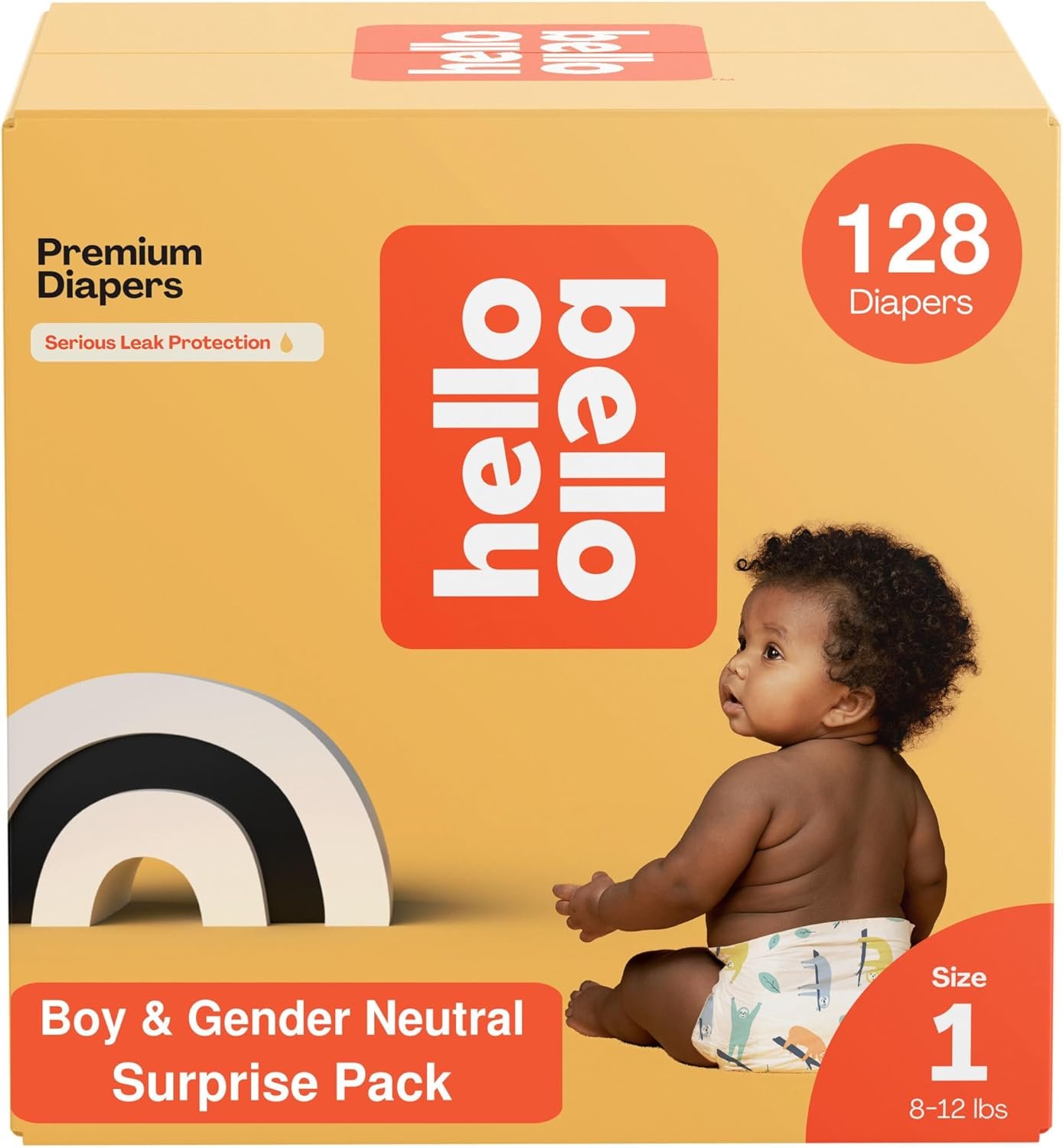 Hello Bello Premium Diapers, Size 1 (8-12 lbs) Surprise Pack for Boys – 128 Count, Hypoallergenic with Soft, Cloth-Like Feel – Assorted Boy & Gender Neutral Patterns