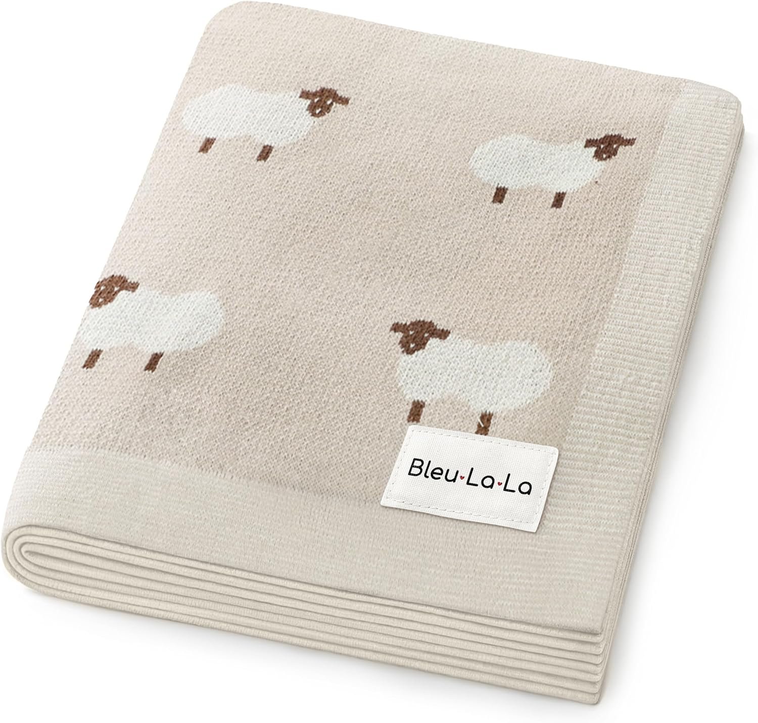 Baby Swaddle Blanket – 100% Luxury Cotton Knit Soft Cozy Lightweight Unisex Receiving Stroller Quilt Blanket for Shower Gift Registry for Newborns Infants Toddlers (Sheep – Khaki)