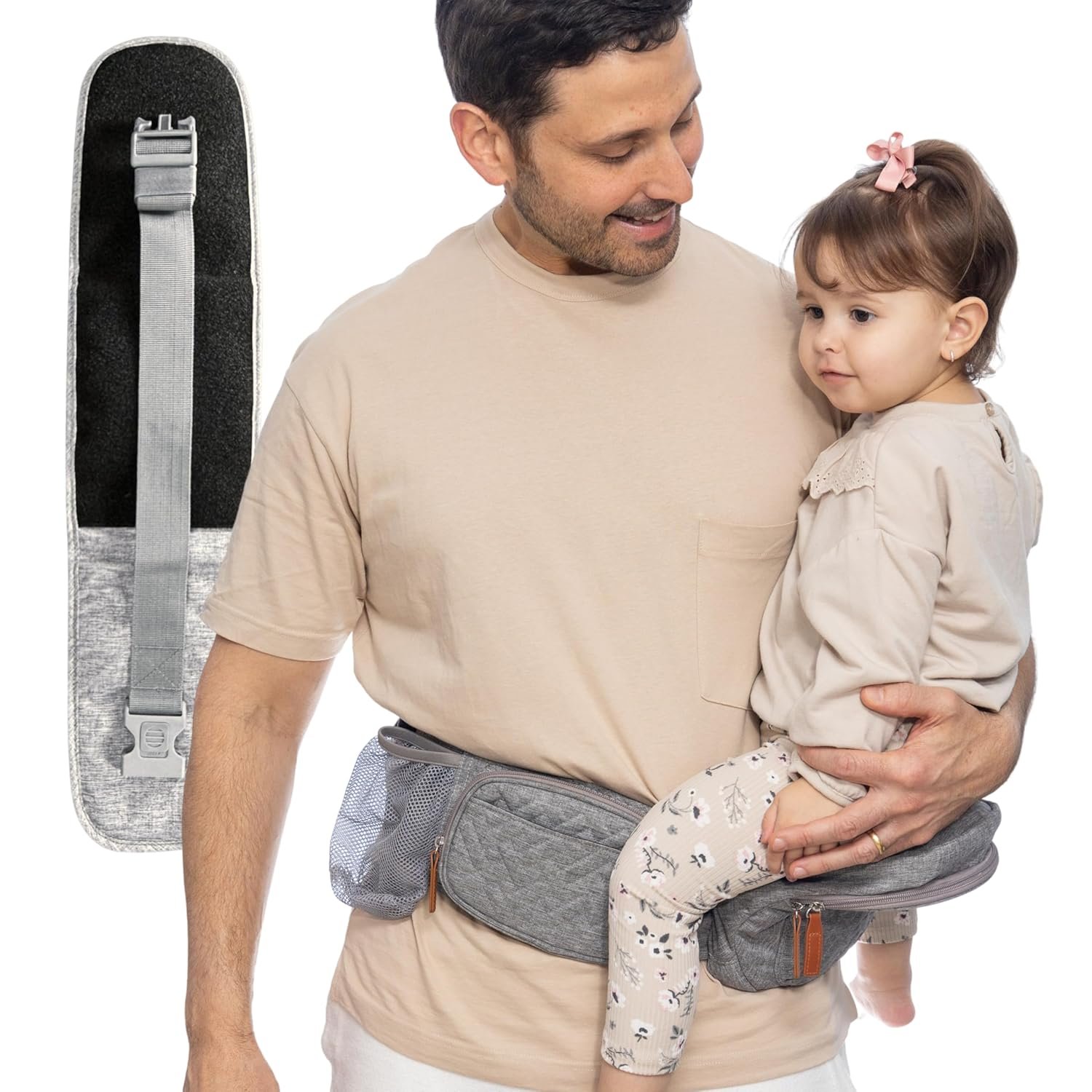 Baby Hip Seat Carrier Toddler – Ergonomic and Adjustable Baby Carrier Newborn to Toddler with Hip Seat – Belt Extender Included, Perfect for Plus Size Parents. Travel and Baby Essentials
