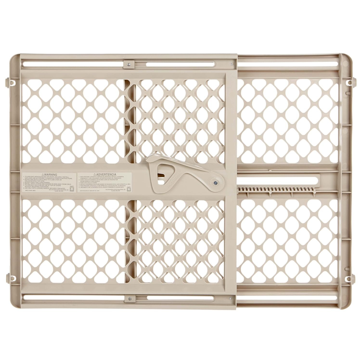 Toddleroo by North States – Supergate Secure Baby Gate: Plastic Pressure Mount Baby Gate for Doors & Hallways, Adjustable Indoor Safety Gate, Made in USA, 26 to 42 inches Wide, 26 inches Tall, Sand