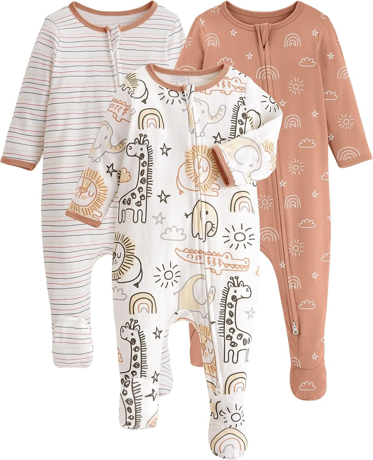 Yoofoss Baby Pajamas 100% Organic Cotton Baby Sleepers for Newborn 0-3 3-6 6-9 Months Boys Girl Clothes 3pcs Footed PJs