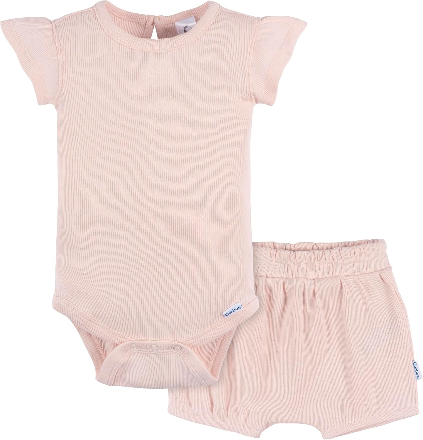 Gerber Baby Girls’ Bodysuit and Shorts Set