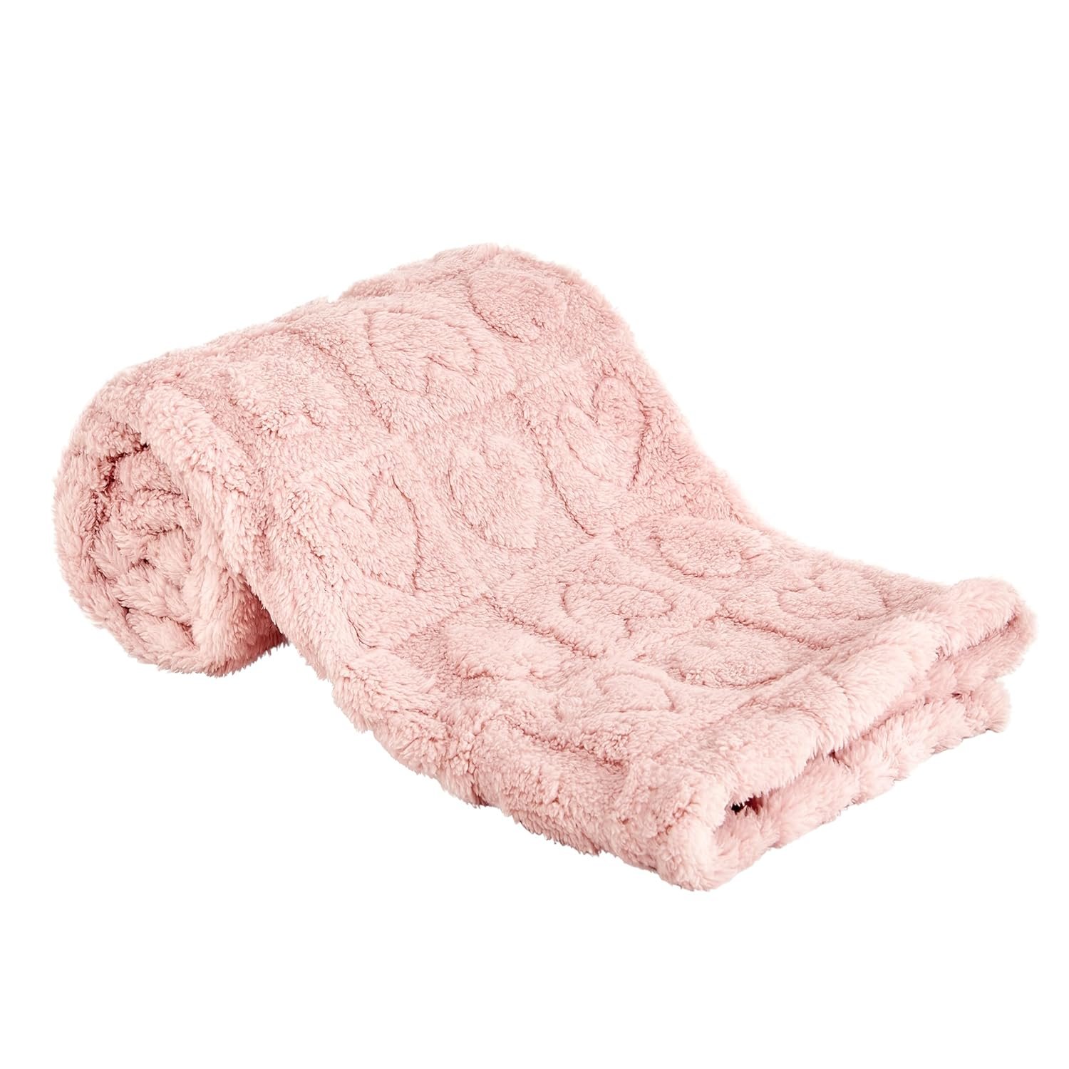 Yurhap Fleece Baby Blanket Heart Checkered Blanket, Ultra Soft Cozy Baby Blankets for Girls Boys, Fluffy Infant Toddler Newborn Receiving Blankets for Crib Stroller 30”×40” (Light Pink)