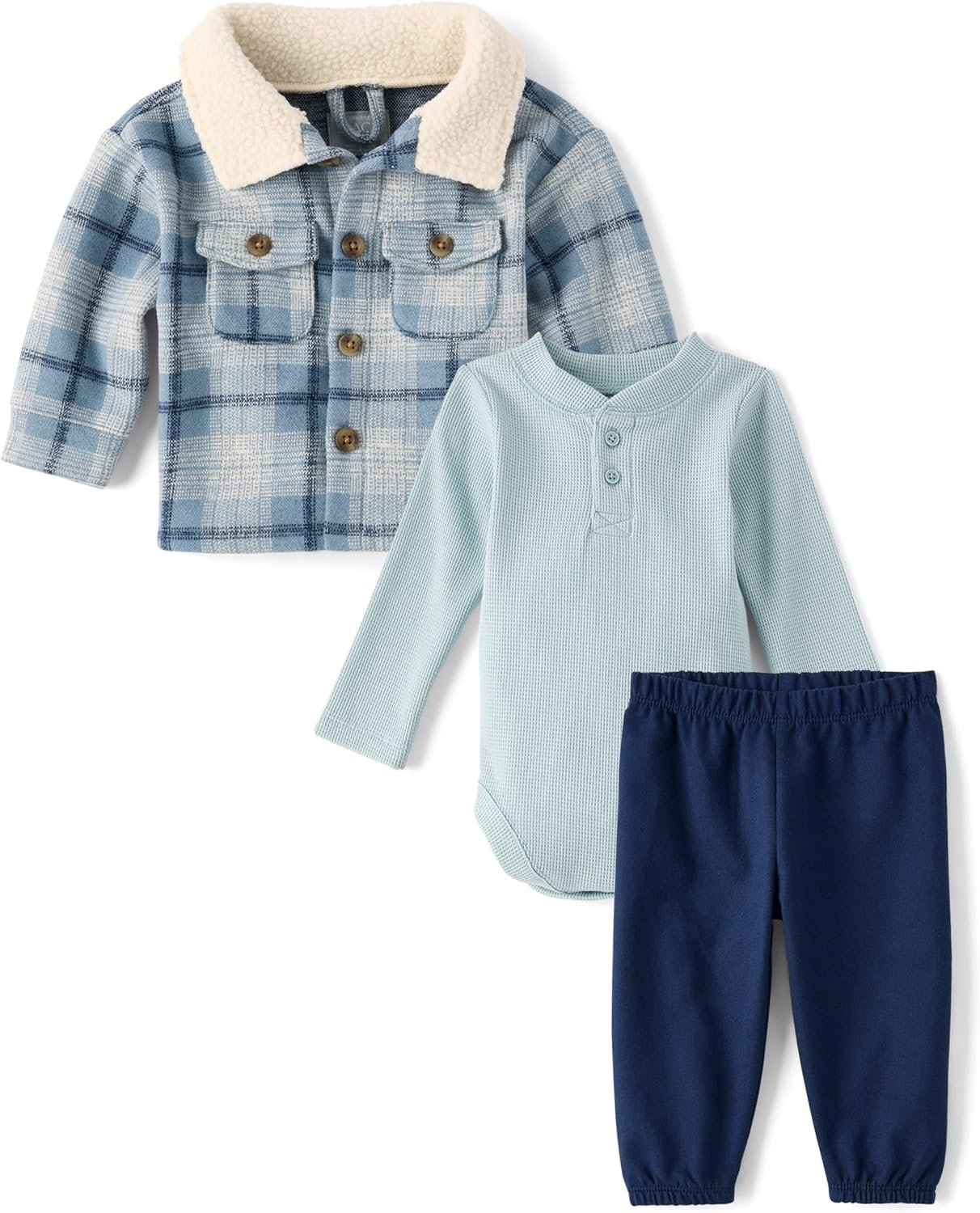 The Children’s Place Baby Boys’ 3 Piece Set, Long Jacket,short Sleeve Bodysuit, and Pant