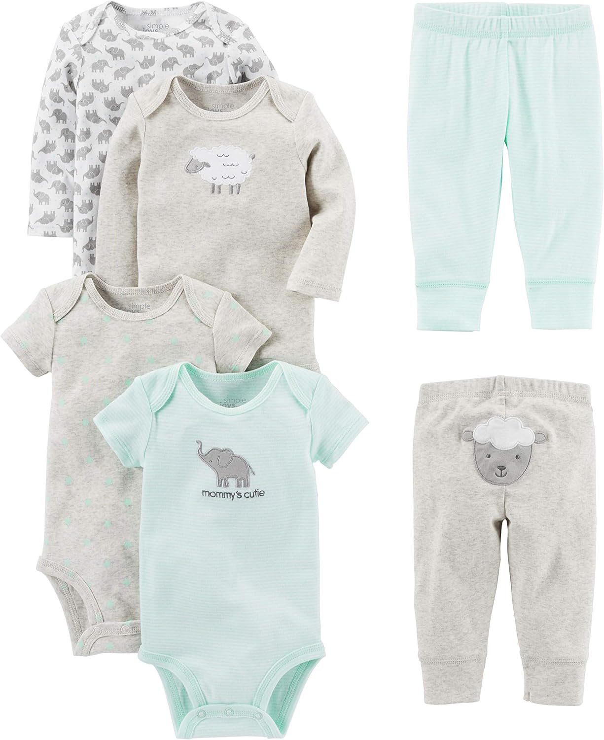 Simple Joys by Carter’s Baby 6-piece Bodysuits (Short and Long Sleeve) and Pants Set