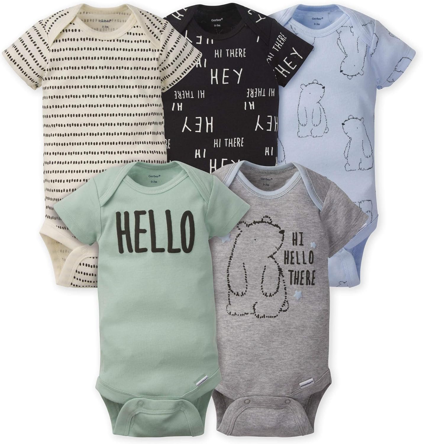 Gerber Baby Boys’ 5-pack Variety Onesies Bodysuits