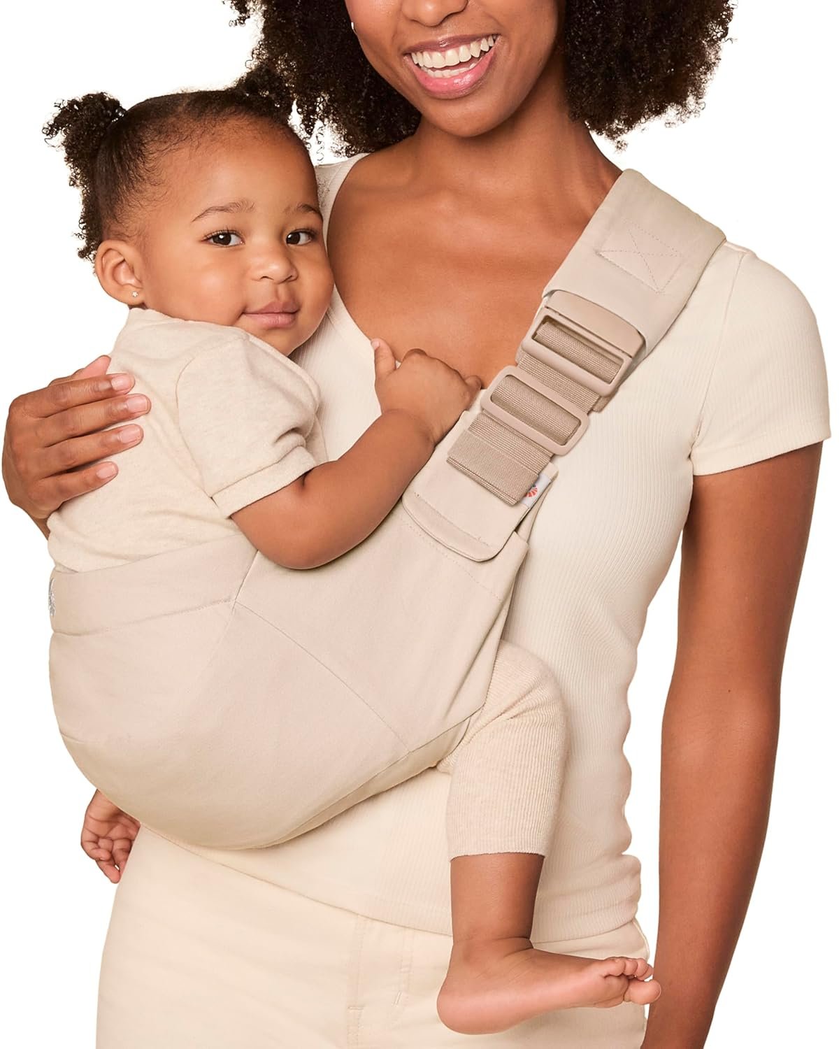 Ergobaby Upsie Sling Baby Carrier for Babies and Toddlers 6-48 Months (17-45 lbs) – 2-Position Ergonomic Baby Carrier with Front Storage Pocket, Hip-Healthy Positioning – Natural Beige