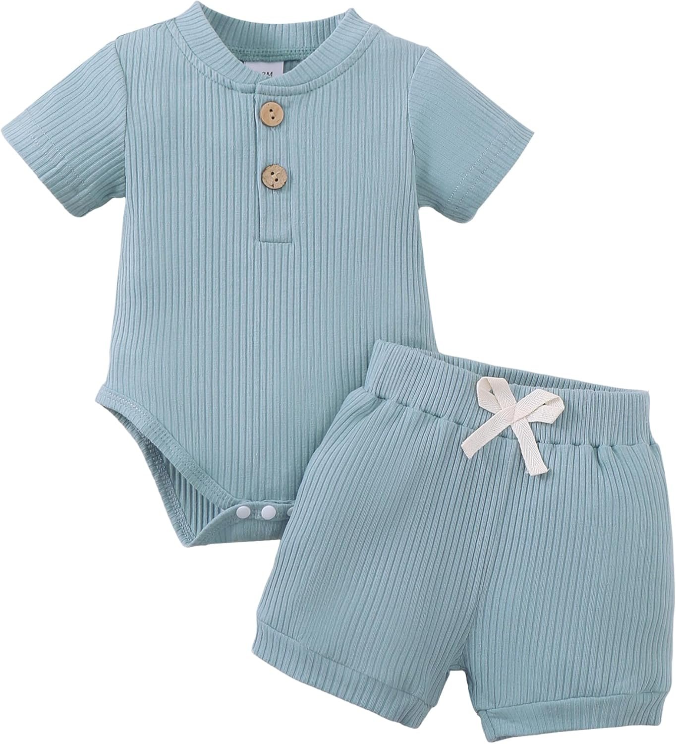 Jecson Newborn Boy Clothes Baby Boy Outfits Set Baby Boy Summer Clothes Soft Cotton Short Sleeve Top and Shorts for 0-18M