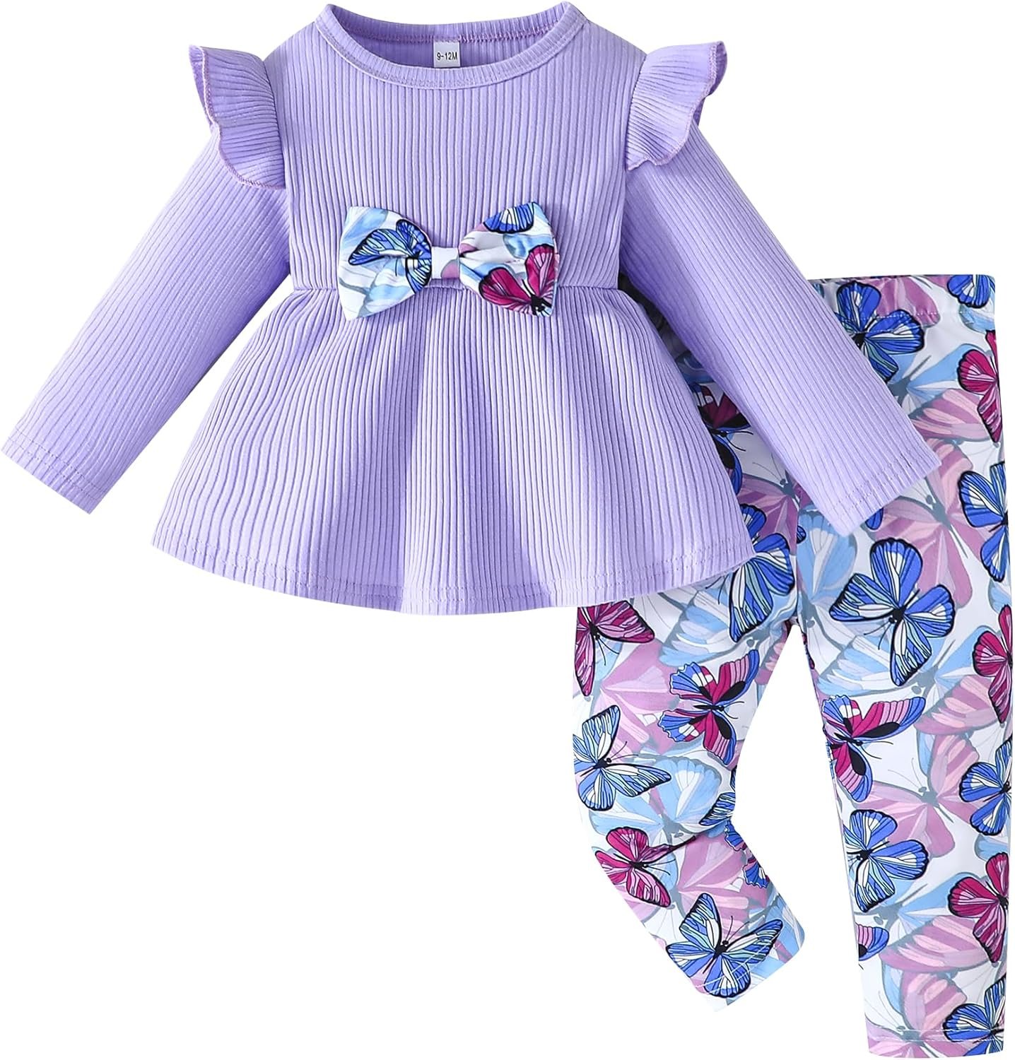 Jecson Toddler Baby Girl Clothes: Cotton Soft Outfits Set A-Line Top & Butterfly-Print Pants Cute Fall Home Outdoor 6M-4Y