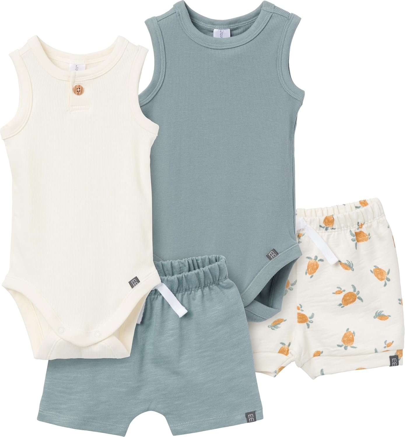 Modern Moments by Gerber Baby Boys’ Ribbed 4-piece Sleevless Bodysuit & French Terry Short Set