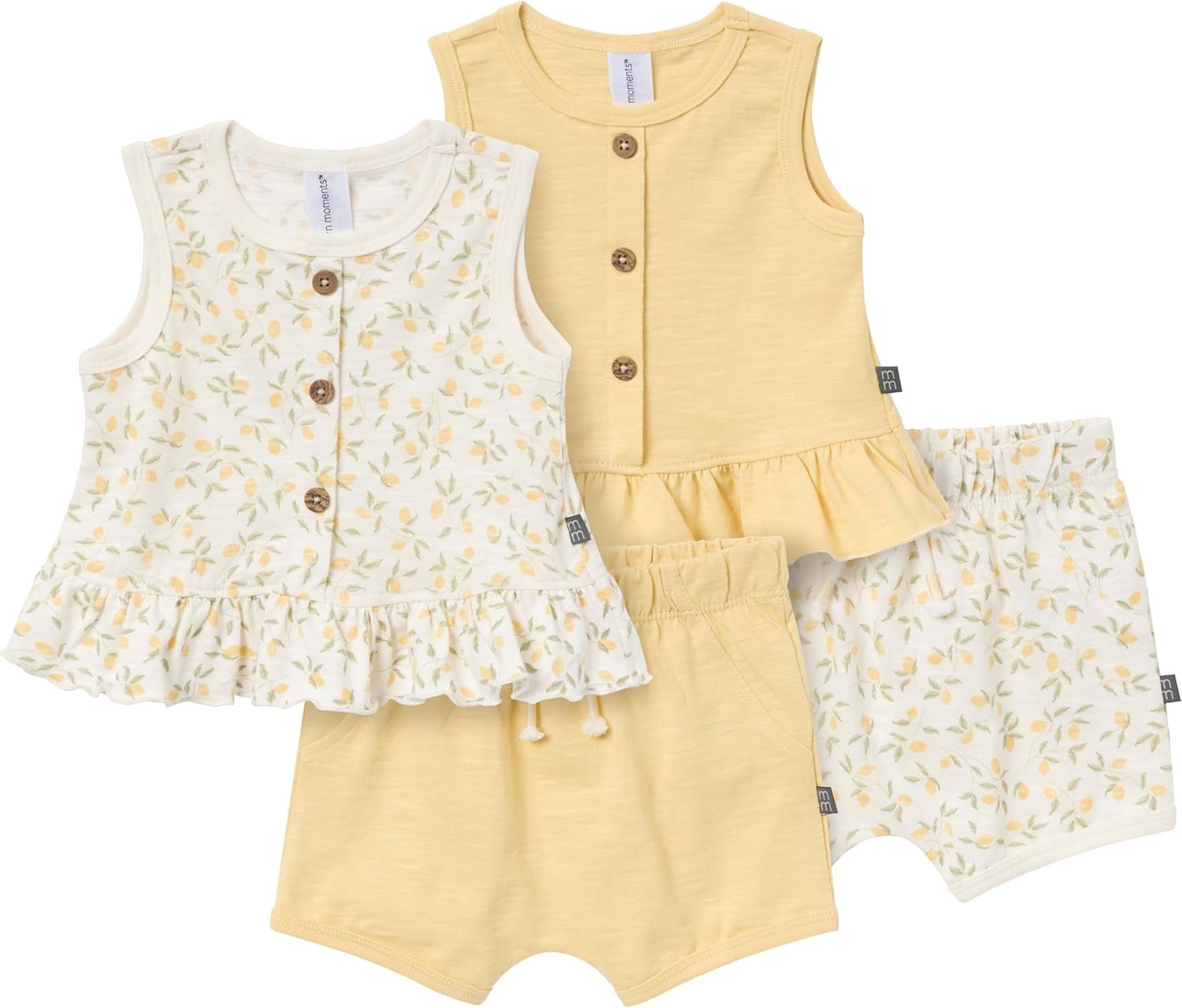Modern Moments by Gerber Baby Girls’ 4-pack Peplum Top & Short Set