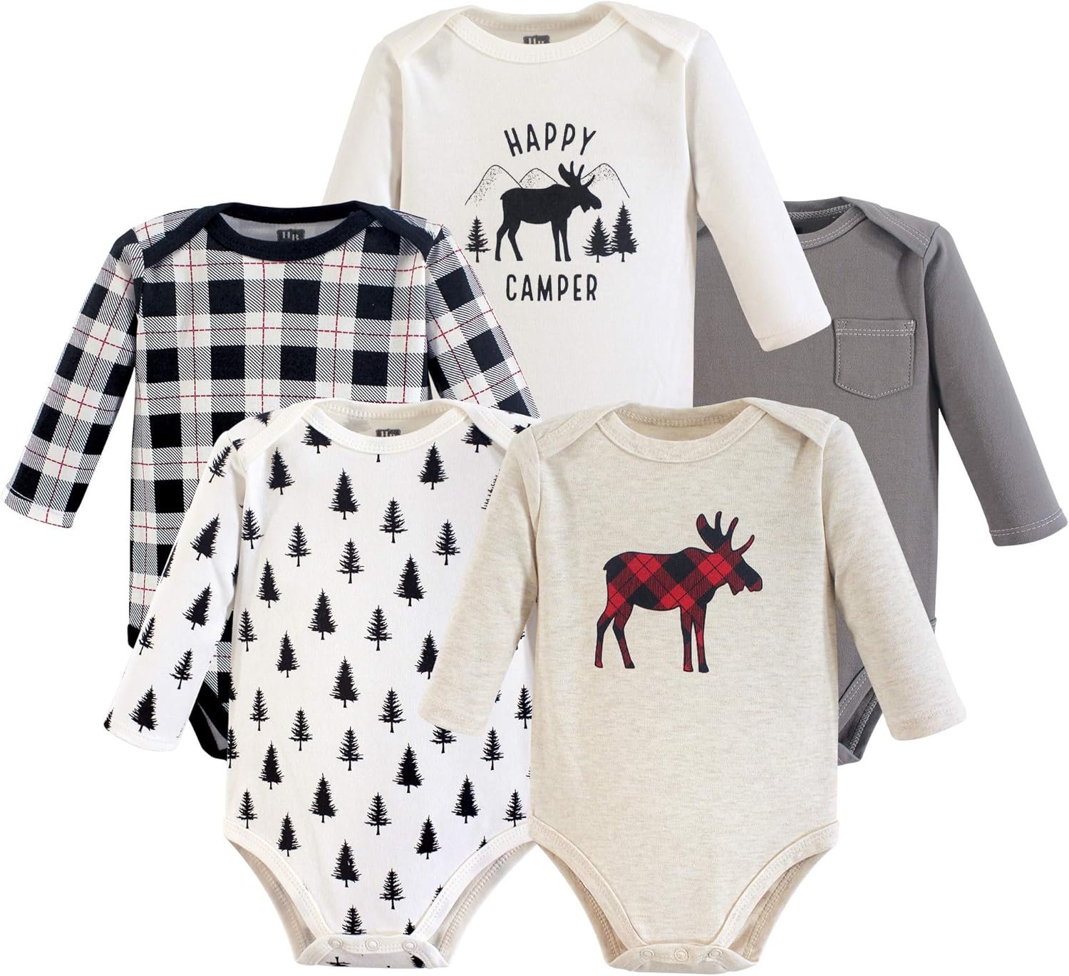 Hudson Baby baby-boys Cotton Long-sleeve Bodysuits 5-pack