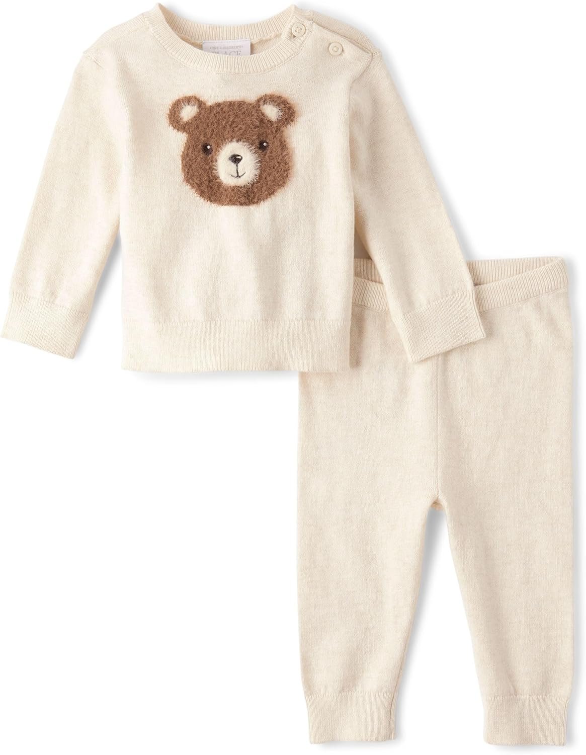 The Children’s Place Baby Boys’ And Newborn Long Sleeve Sweater and Pants, 2 Piece Playwear Set