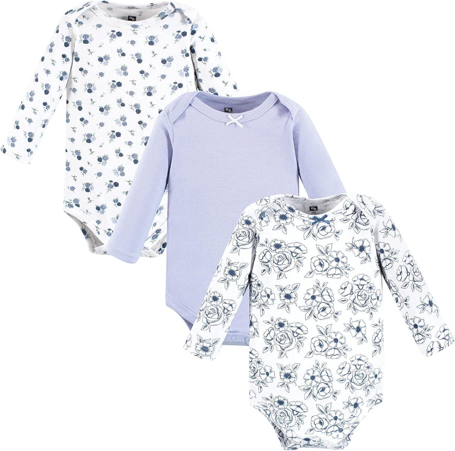 Hudson Baby Baby Girls’ Cotton Long-sleeve Bodysuits 3-pack
