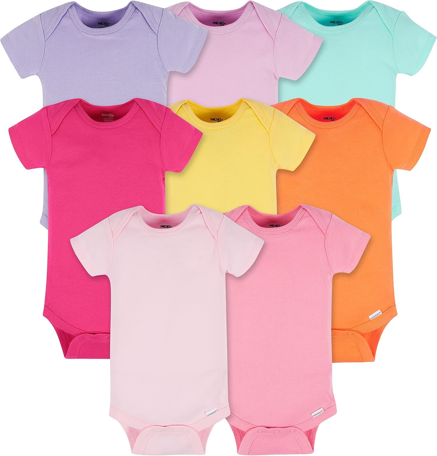 Onesies Brand Baby Girls’ 8-pack Short Sleeve Mix & Match Bodysuits
