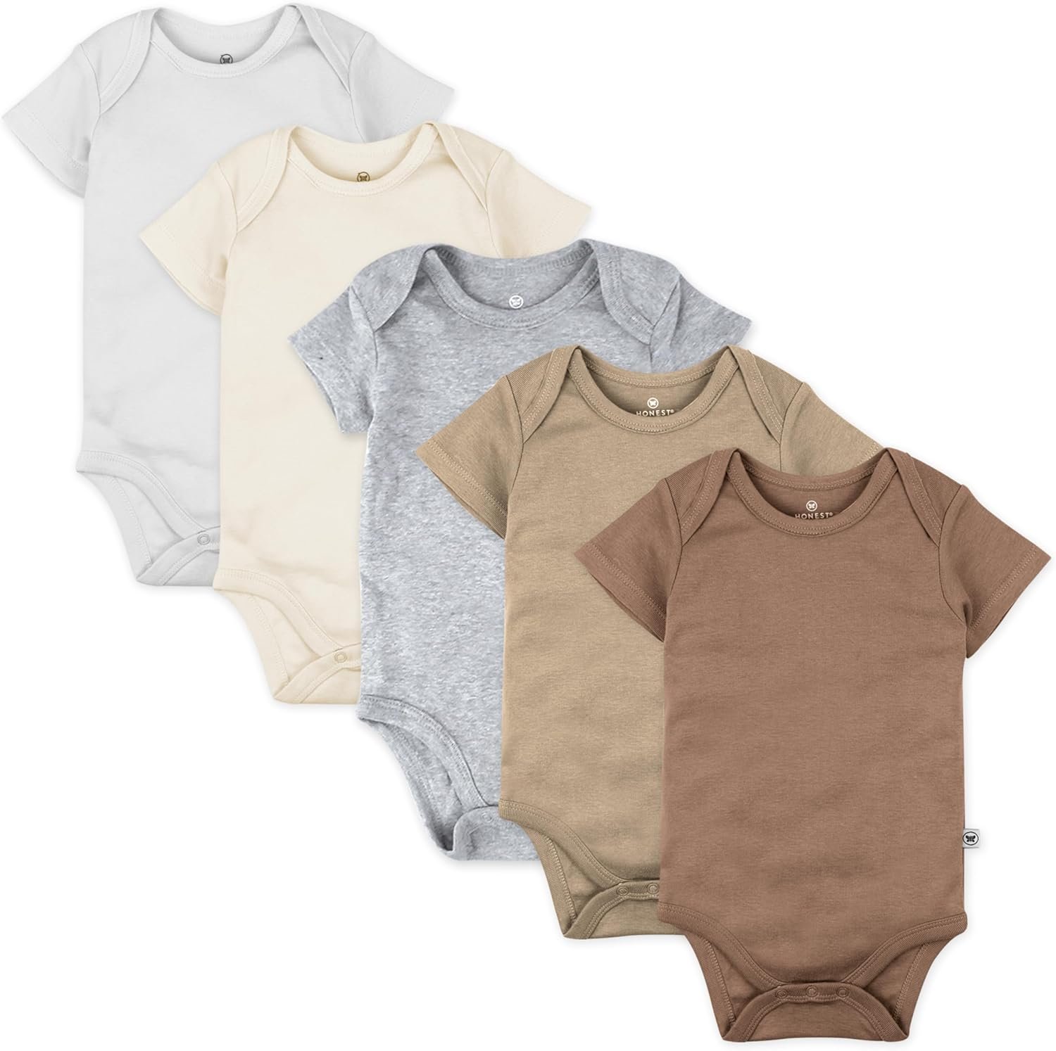 HonestBaby Baby 5-pack 100% Organic Cotton Short Sleeve One-piece Bodysuit