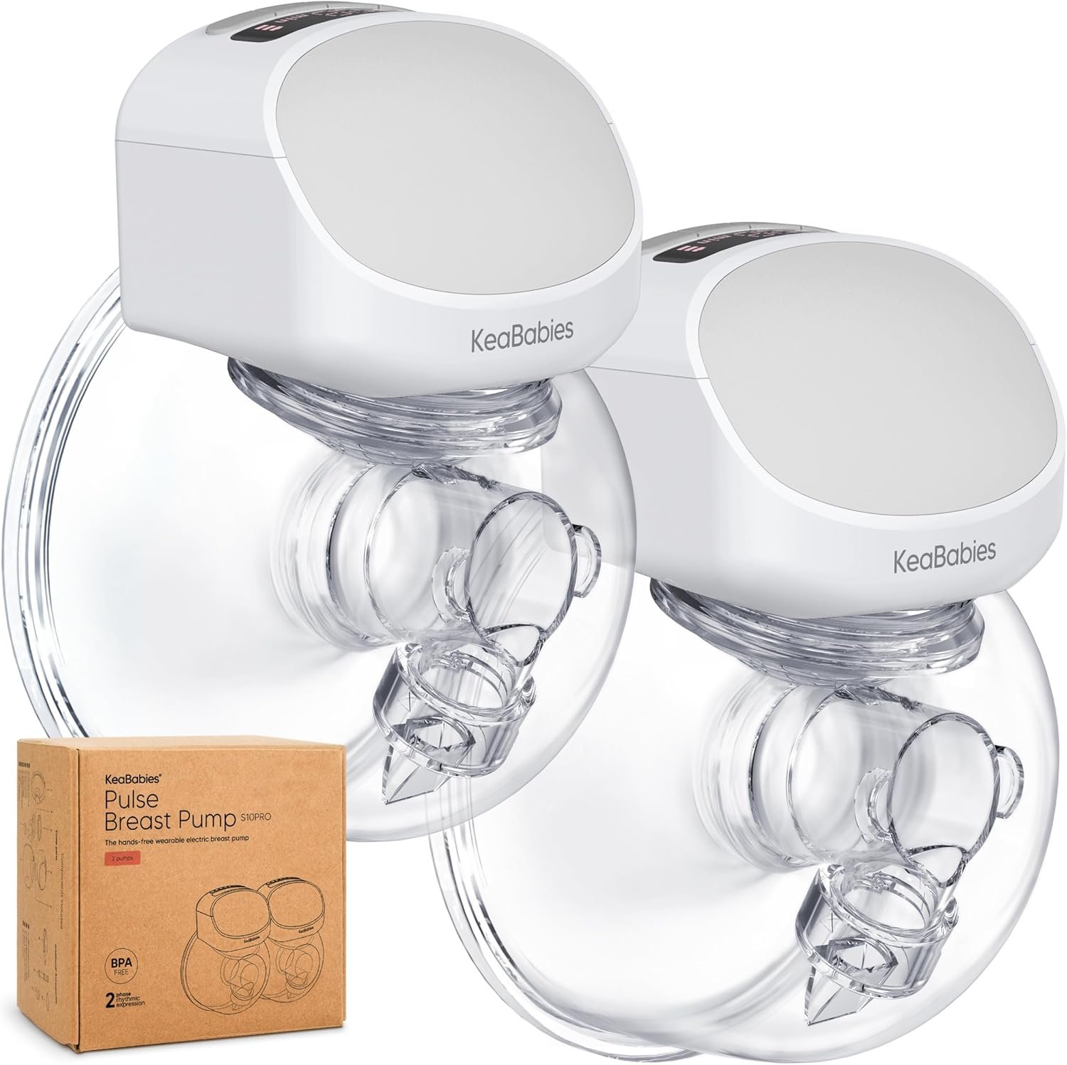 KeaBabies Breast Pump Hands Free, Wireless Breast Pump Wearable – Double Electric Breast Pumps Portable, On The Go Automatic Baby Breastfeeding Milk Pump Machine, 24mm Flange, Pulse S10 Pro (Zen)