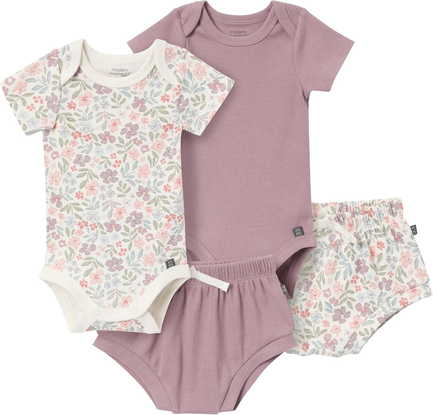 Modern Moments by Gerber Baby 4-pack Short-sleeve Bodysuits & Shortie Set