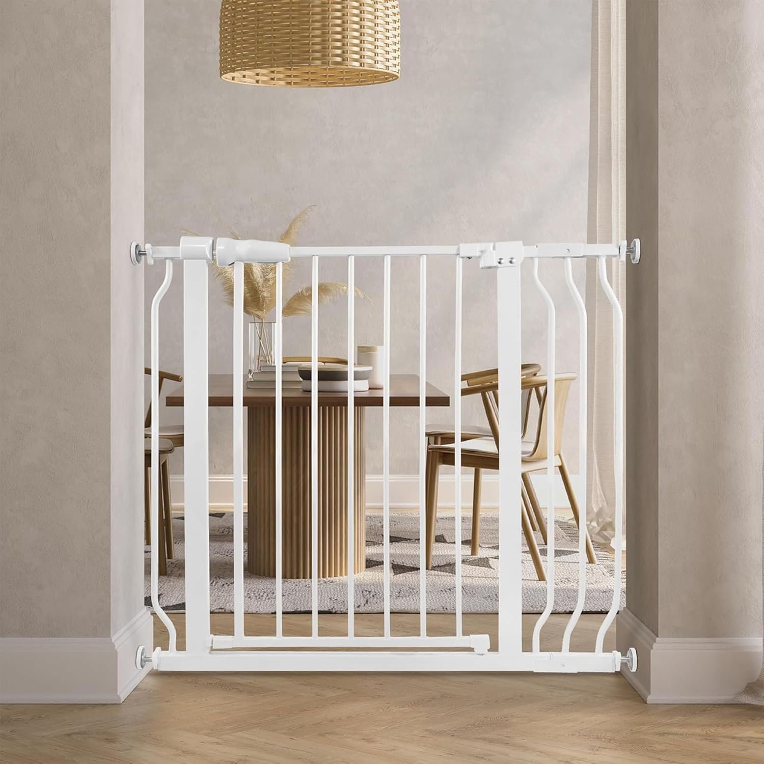 BalanceFrom 29.1-​38.​5″ Easy Walk-Thru Baby and Pet Safety Gate with Hold-Open and Auto-Close – Adjustable Steel Barrier for Stairs, Doorways, and Hallways, No Drilling Installation