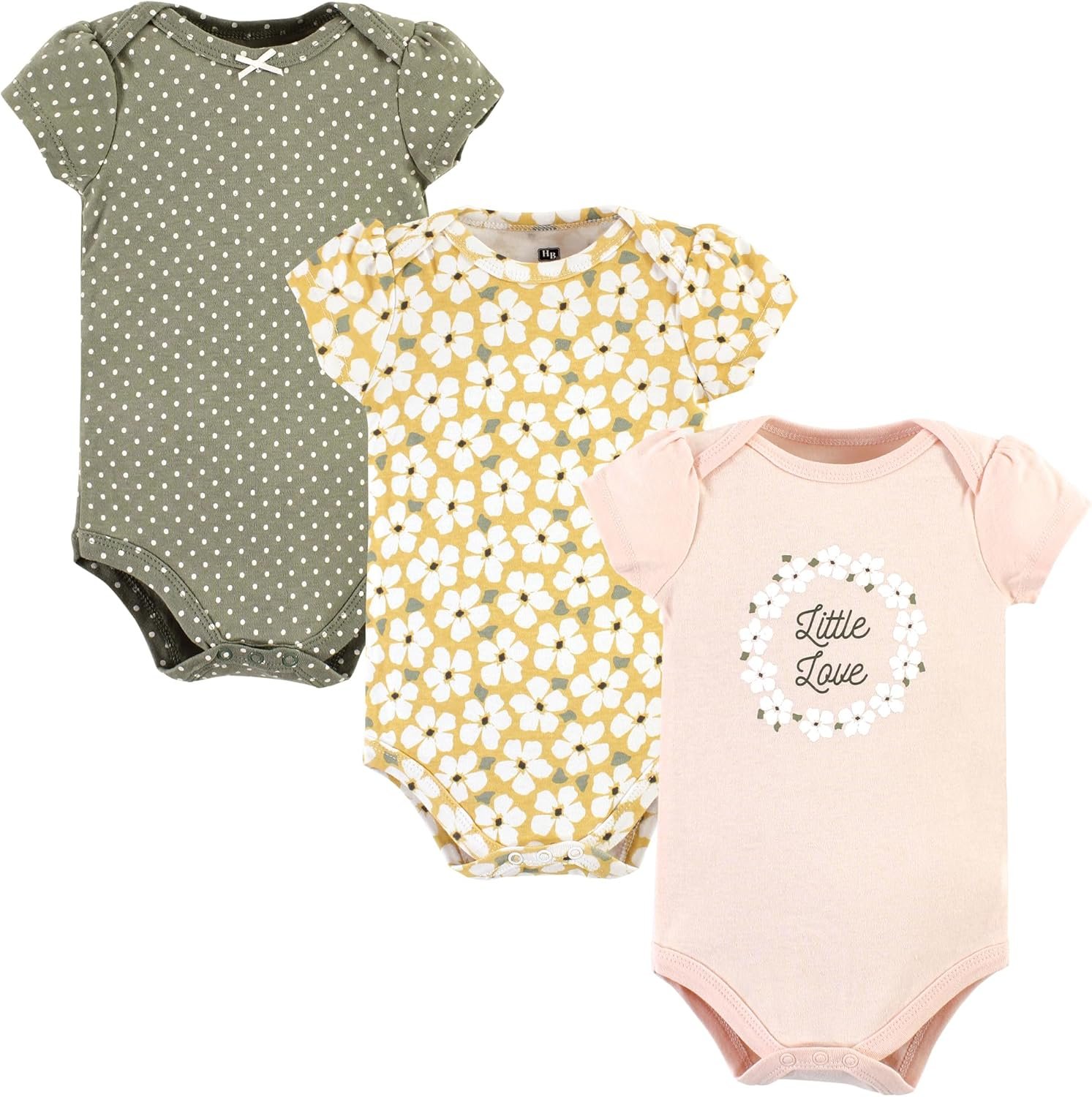 Hudson Baby Baby Girls’ 3pc Cotton Bodysuits