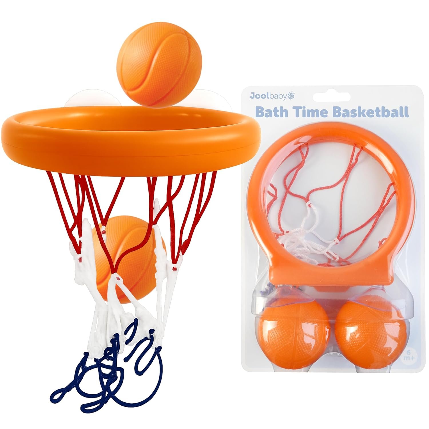 Jool Baby Bath Basketball Hoop for Toddlers, Kids Bathtub Toy – Includes Basketball Net w/ Suction Cups, 2 Basketballs