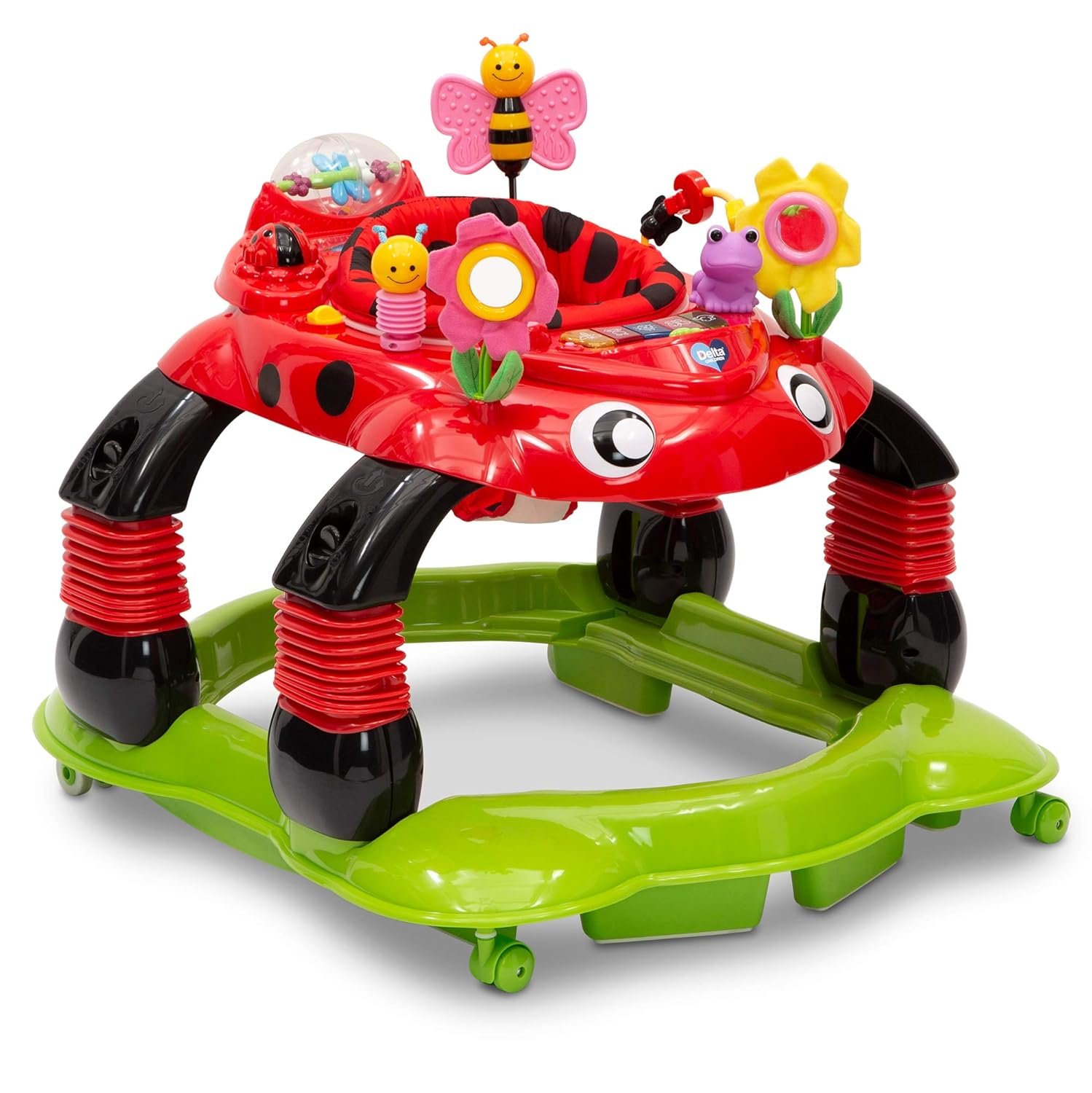 Delta Children Lil Play Station 4-in-1 Activity Walker – Rocker, Activity Center, Bouncer, Walker – Adjustable Seat Height – Fun Toys for Baby, Sadie the Ladybug
