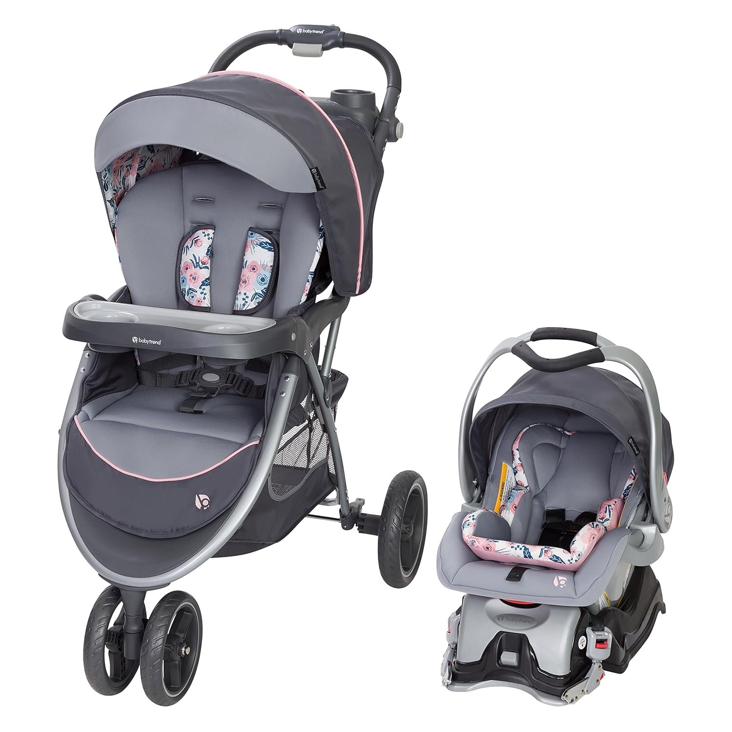 Baby Trend Sky View Plus Baby Stroller with EZ Flex-Loc Infant Car Seat, Adjustable Canopy, Storage Basket & Cup Holders, Bluebell – Lightweight & Foldable Travel System for Toddlers & Infants