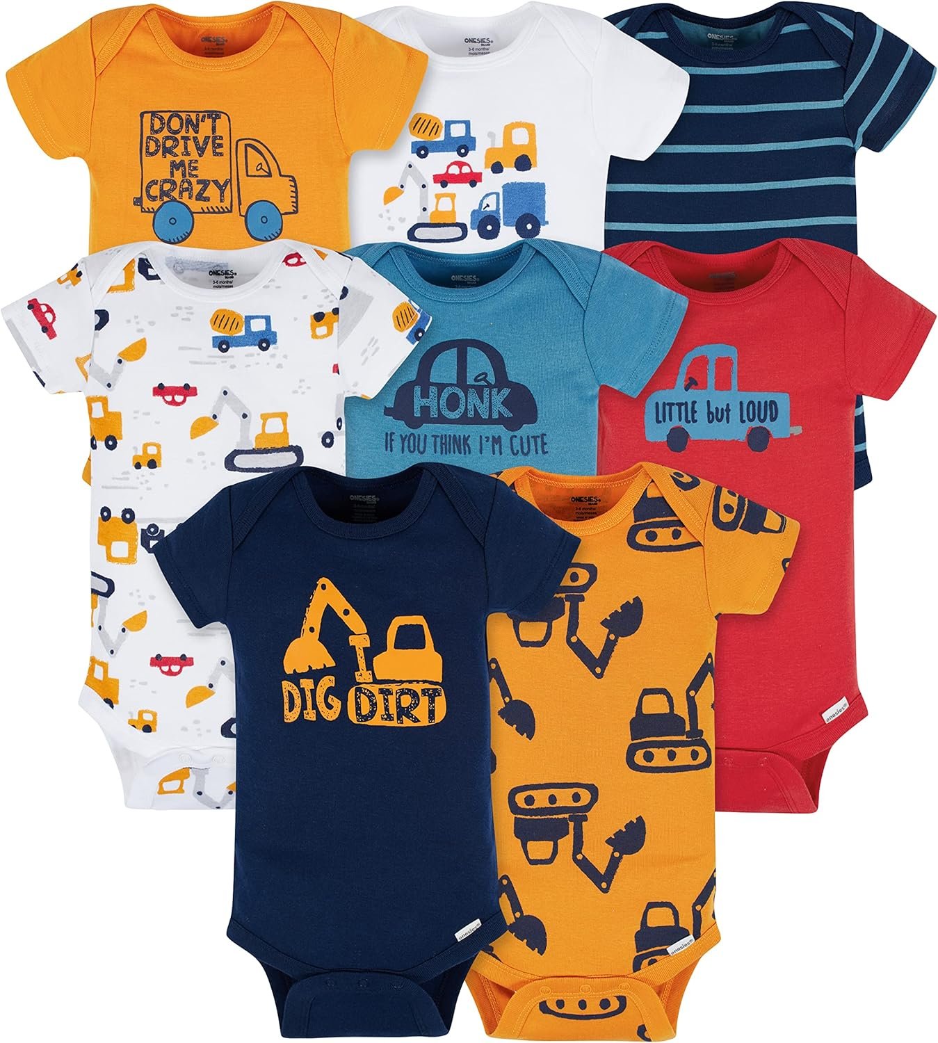 Onesies Brand Baby Boys’ 8-pack Short Sleeve Mix & Match Bodysuits