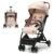 HOMGX Lightweight Umbrella Stroller, Easy Fold Baby Stroller with 5-Point Safety Harness, Adjustable Backrest & Quick Lock System, Compact Travel Stroller for Airplane, Beige