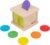 Adena Montessori Coin Box,Object Permanence Box for 1 Year Old Baby Coins,Wooden Ball Drop Developmental Toys for 6-12 Month Infant Toddler,Learning Kids Gifts(Yellow-Green Door)