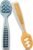 NumNum Baby Spoons Set, Baby Essentials Pre-Spoon GOOtensils for 6+ Months, First Stage Self-Feeding Spoons for Baby Led Weaning (BLW), Silicone Toddler Utensils, BPA-Free, 2 Pack Blue/Orange