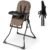 BABY JOY Foldable High Chair, Portable Highchairs for Babies and Toddlers with 3-Position Adjustable Tray & Footrest, Removable Seat Cushion, 5-Point Safety Harness, Space Saving Design (Coffee)