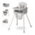 Portable 3 in 1 High Chairs for Babies and Toddlers, Convertible Baby Feeding Chair with Tray, Easy Clean Baby High Chair for Toddler with Foot Rest, Infant Highchairs & Booster Seats with Cush Grey