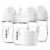 Gulicola Natural Glass Baby Bottle 4 Pack, Newborn Breastfeeding Bottles Set, Extra Slow Flow Nipples (SS), Anti Colic, 0 Months+, 5 oz – White