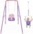 2 in 1 Toddler Swing & Baby Jumper, Foldable Baby Bouncer with Soft Cushion, Foldable Indoor & Outdoor Use, Easy to Install & Store Swing Sets for Backyard Play (Pink)