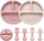 Eascrozn Silicone Feeding Set, 2 Pack Divided Toddler Plates with Suction, 2 Pack Utensils – Spoons & Forks, BPA Free, Baby Led Weaning Supplies