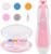 Baby Nail Trimmer Electric, Low Noise Newborn Safe Nail Clipper Kit with Light and Replaceable 6 Grinding Heads, Hand-Holding Care Polish and Trim for Infant Toddler Adults Toes Fingernails, Pink