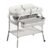 PandaEar 2-in-1 Baby Bathtub & Changing Table, Adjustable Height Folding Diaper Station Waterproof Pad with Storage Rack & Wheels, Baby Bath Tub with Thermometer