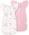 ANYEDDE 2-Pack Newborn Swaddle Sleep Bag- Arms Up Swaddle 0-3 Months, Baby Swaddles for Newborn, Cuff Removable Design, Pink Bunny Breathable Sleep with 2-Way Zipper