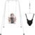 RAGOZONERY 2 in 1 Baby Jumper with Toddler Swing, Baby Jumpers and Bouncers,Indoor Outdoor Toddler Swing Set, Cotton, White