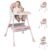 Ktaxon Foldable Baby High Chair, 2-in-1 Portable Convertible Highchair with 5-Point Safety Harness, Easy to Clean Tray and Storage Bag for Toddlers & Babies, Pink