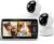iFamily Split Screen Baby Monitor, Large Display Video Baby Monitor with 2 Cameras and Audio, Long Range, Remote pan tilt, Night Vision, Temperature Sensor, 2 Way Talk, Feeding Clock and lullabies.