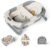 MoreFeel Foldable Baby Bathtub with Thermometer – 4-in-1 Grow-with-Me Collapsible Infant Tub (Newborn to Toddler) with Adjustable Mesh Sling – Space Saving Design
